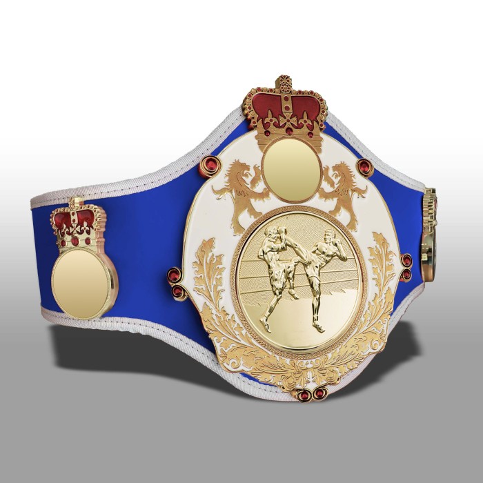 QUEENSBURY PRO LEATHER THAI BOXING CHAMPIONSHIP BELT - QUEEN/W/G/TBOG - 10+ COLOURS